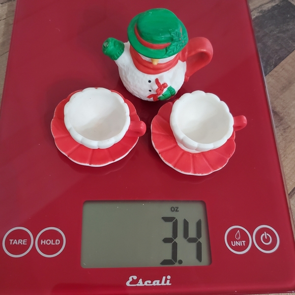 Vintage R.O.C mini snowman ceramic tea set teapot cups saucers holiday Christmas - Picture 15 of 16